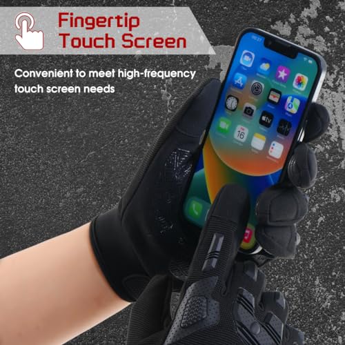 Proberos Tactical Gloves Outdoor Working Gloves Breathable Gloves Touch Screen Finger Riding Gloves Anti-impact Protection Gloves Anti-slip Palm Design Gloves All Season Use, XL