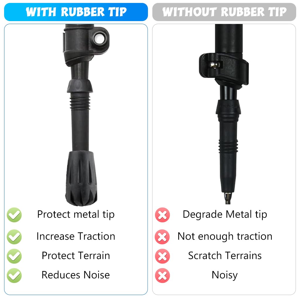 Proberos Trekking Pole Accessory Set – 4 Rubber Tips & 2 Rubber Feet for Concrete & Flat Roads – Durable Replacement Tips for Hiking Poles, Walking Sticks & Trekking Poles – Essential Outdoor Gear