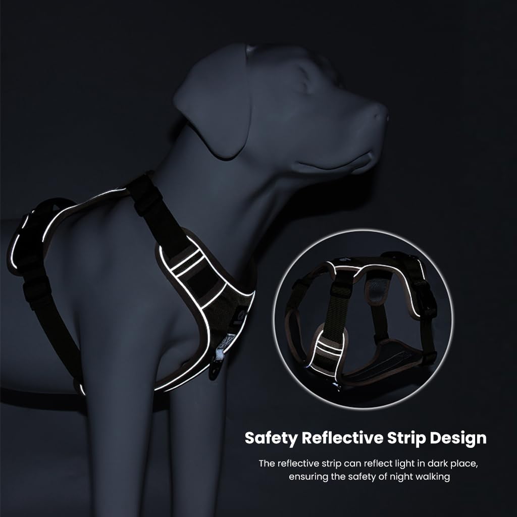 Qpets Dog Harness, Dog Vest Harness with Utility Zipper Pouch Outdoor Oxford Cloth Dog Vest Harness with Handle & D Ring, 360° Safety Reflective Strip Adjustable Harness for Dog(7.5-14kg, M)