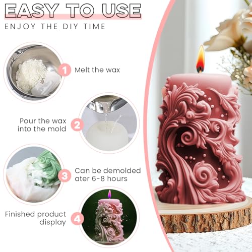 HASTHIP® Cylindrical Candle Mold, Silicone Candle Mold for Making 3D Unique Resin Wax Candles, DIY Epoxy Resin Molds for Home Decor Craft Supplies