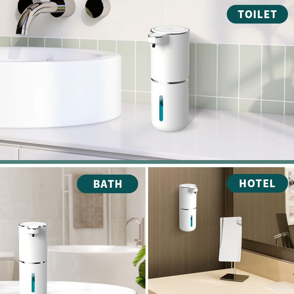 HANNEA Auto Foaming Soap Dispenser for Bathroom, 380ml Automatic Soap Foamer Dispenser No-Touch Rechargeable Wall Mount Soap Foam Dispenser Hand Wash Handwash for Kitchen Office Public Area