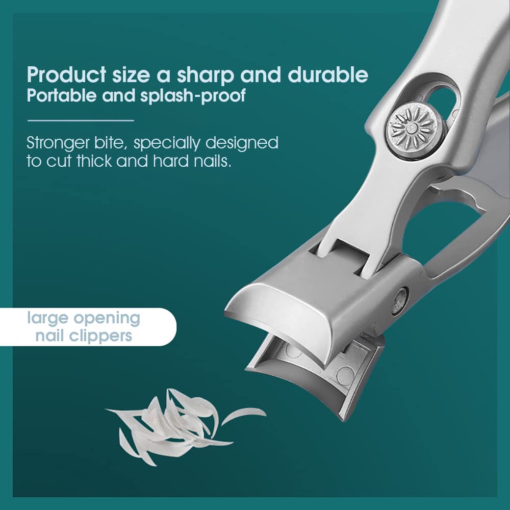 MAYCREATE Nail Clippers For Men Stainless Steel Nail Cutter with Leather Cover Toenail Clippers for Thick Nails, Professional Nail Cutter