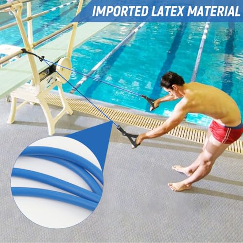 Proberos® Swimming Arm Strength Trainer with Paddles Workout Bungee Cords for Adults Teens Tempo Freestyle Dryland Resistance Bands with Storage Bag 40lbs Blue 2PCS