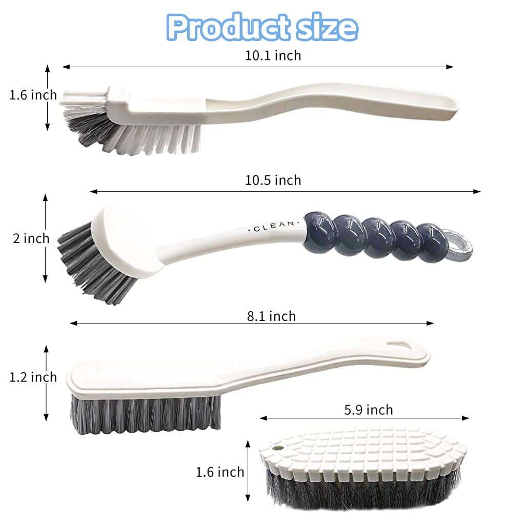 HASTHIP 2Pcs Scrubbing Brush Set, Soft Bristle Laundry Brush Long Handle Shoe Cleaning Brush, Household Scrub Brush for Clothes Shoes Dish Sink Bathtubs Tile Walls, etc.