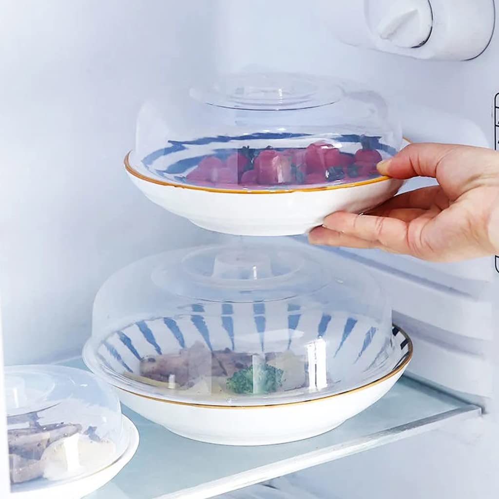 HASTHIP 2Pack Plastic Microwave Lid with Easy-Grip Handle, Microwave Splatter Cover for Food, Food Grade PP Lid for Refrigerator, Heating Food, Dessert Serving, Camping (Diameter 7.87'' &9'')