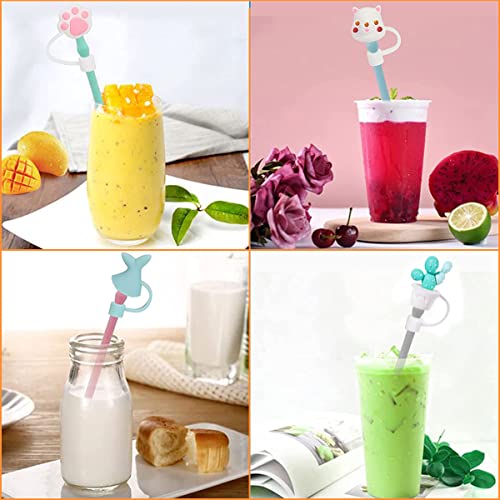 HASTHIP® 18PCS Silicone Straw Tips Cap Lids Anti-dust Toppers for Reusable Drinking Cute Dust-Proof Plug 6-8 mm