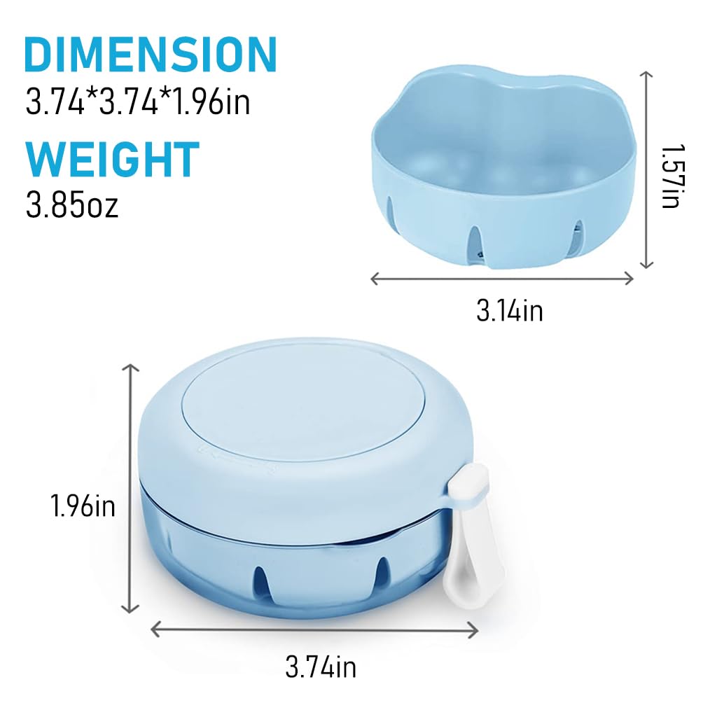 HANNEA Denture Case, Denture Bath Case Cup Box Holder, Leak Proof Portable Retainer Case, Denture Box with Strainer & Mirror for Travel, Denture Case for Aligner Retainer Mouth Guard, Blue
