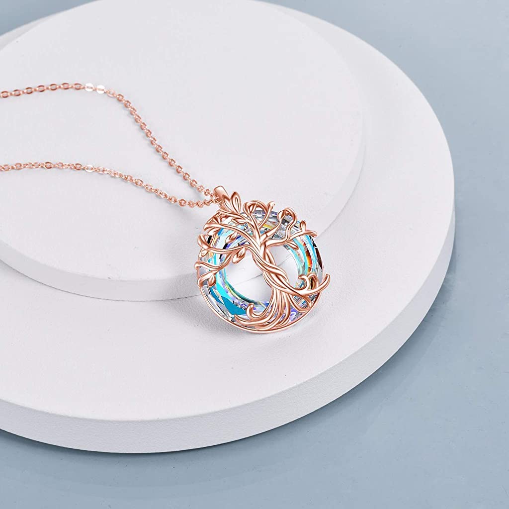 SANNIDHI Pendant for Women Stylish Tree of Life Alloy Electroplating Necklace for Women & Girls Fashion Neck Locket Chain Pendant for Women & Girls Gift for Best Friend - Rose Gold