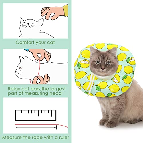 Qpets® Cat Cone Collar Comfy Soft Stuffed PP Cotton Adjustable Size Machine Washable After Surgery for Anti-Licking Dog E Collar Surgery Recovery for Pet M 16-29cm X 2