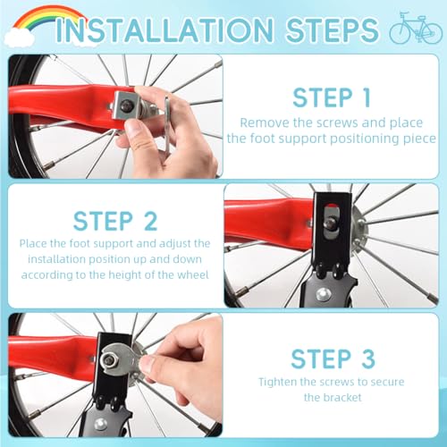 Proberos® Kids Bicycle Kickstand for 20'' Wheel Metal Anti-Slip Spring Loaded Reinforced 10.43 inches Replacement Bike Modification Accessory Black 3 PCS