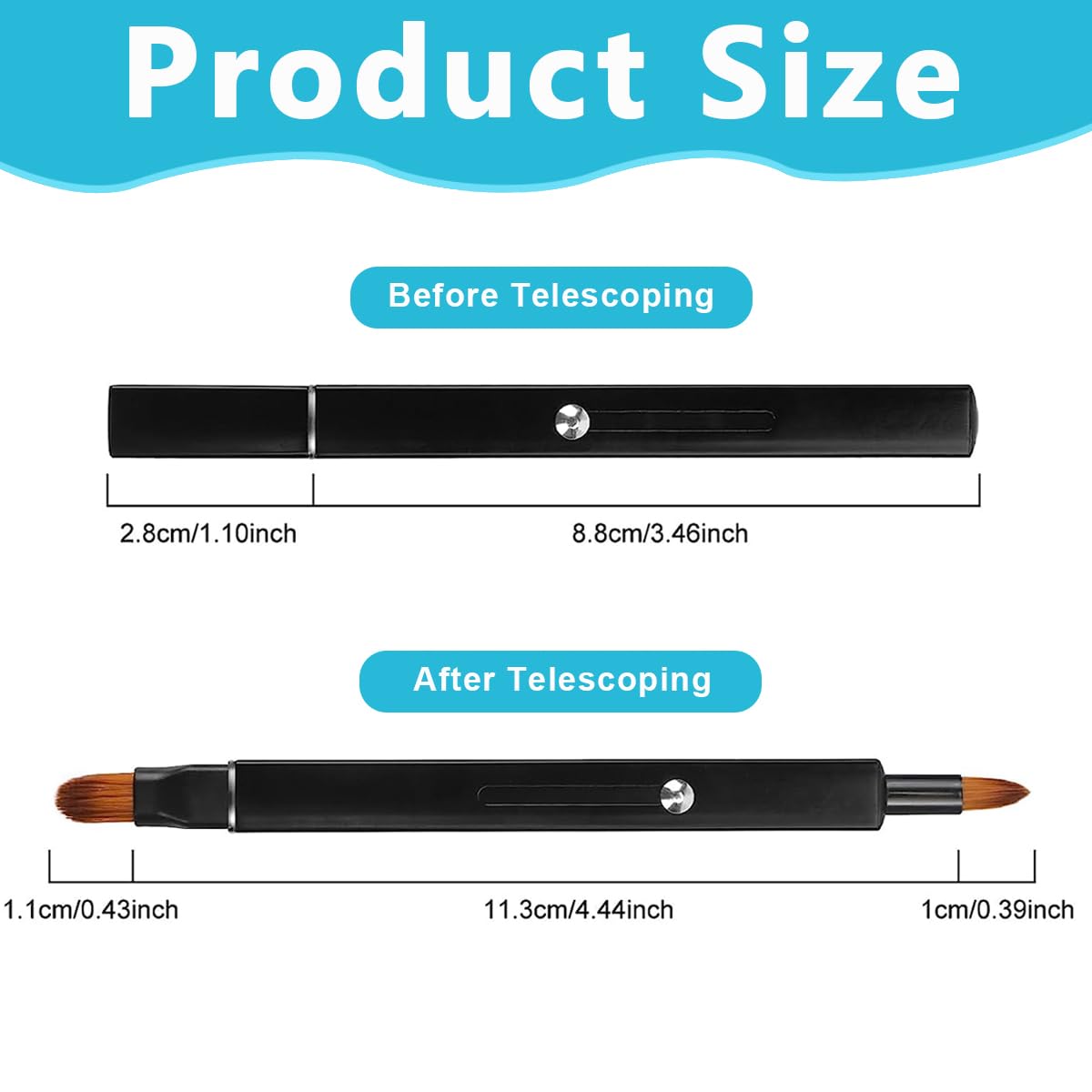 MAYCREATE Retractable Lipstick Brush for Women Girls, 2 in 1 Double-ended Lip Makeup Brushes with Cap, Travel Dustproof Lip Liner Brush for Lip Balm, Lip Gloss, Eyeshadow Smudge Concealer - Black