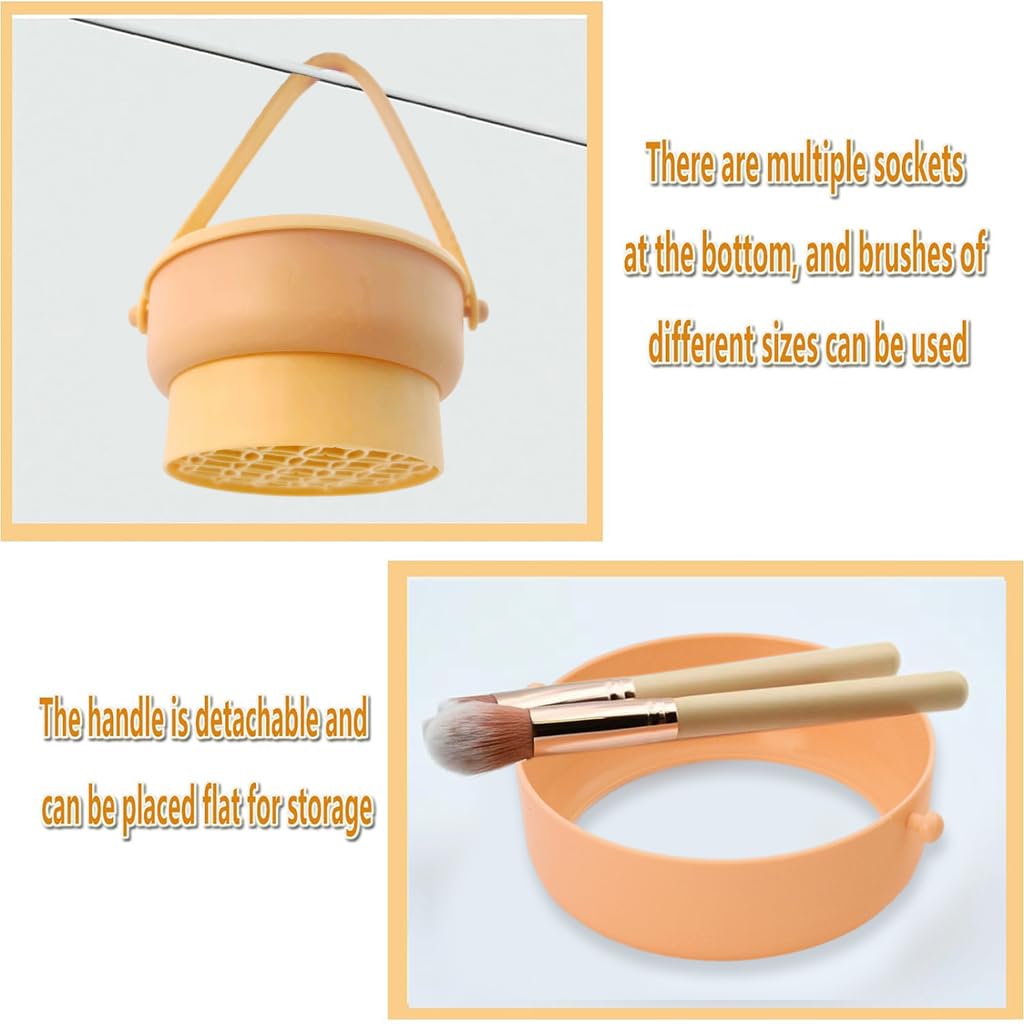 HANNEA Makeup Brush Drying Rack 2 in 1 Makeup Brush Hanging Drying Rack with Handle Makeup Sponge Storage Drying Holder Large Capacity Silicone Makeup Brush Hanging Drying Rack