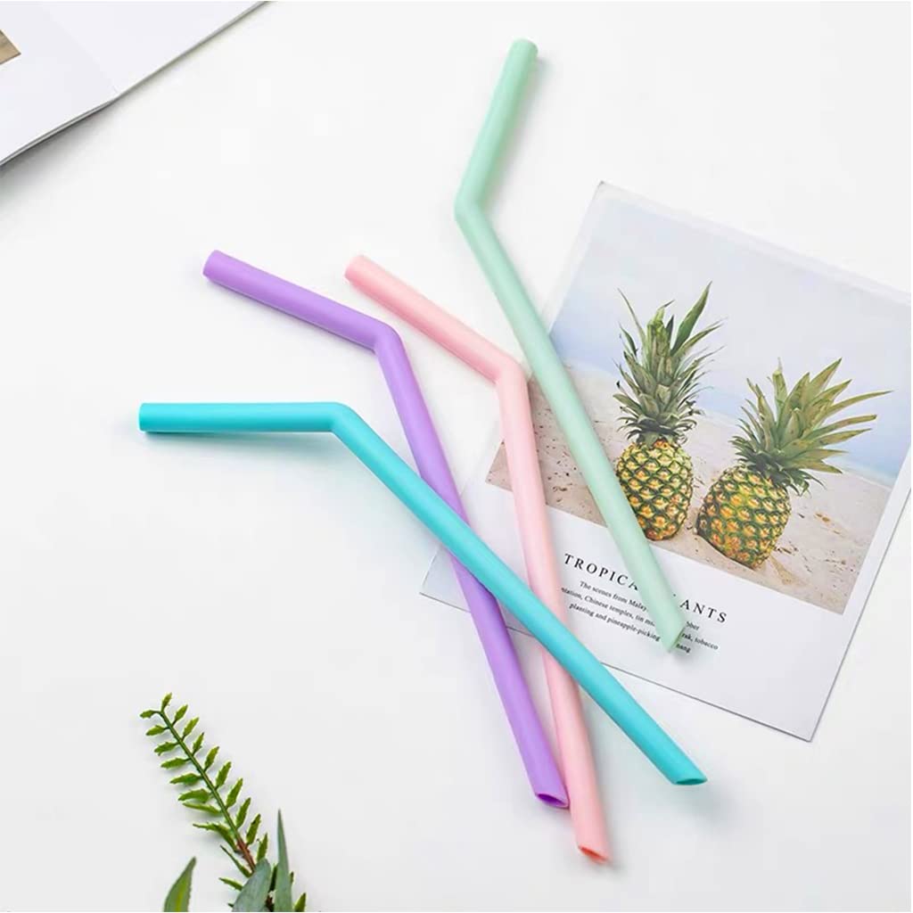 HASTHIP 4Pcs Straws for Stanley Cup, with 2 Silicone Smile Cloud Straw Caps and 1 Straw Cleaning Brush 12.2 Inches Reuseable PE Straws Replacements for Stanley 40oz Tumbler