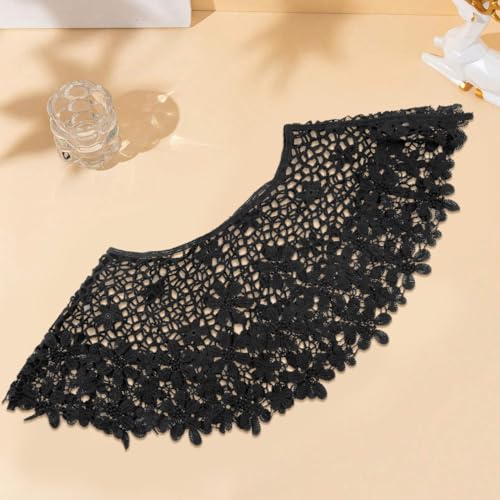 PALAY® Knitted Shawl Capes for Women Crochet Floral Pattern Poncho Cover Up Shawl Beach Wear Knitted Loose Shrugs Top for Women for Off-shoulder, Beachwear, Gown, Strapless, Black 2 PCS