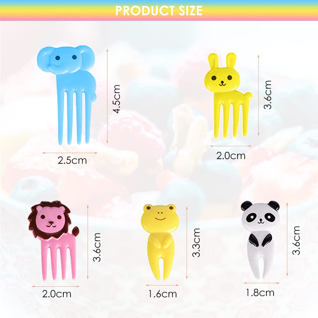 HASTHIP 10 Pcs Food Fruit Forks for Kids, Cute Animals Little Forks Dessert Forks Mini Cartoon Toothpick for Cake Dessert Pastry Party Supply, Reusable, Food Grade Plastic, Random Color (Elephant)