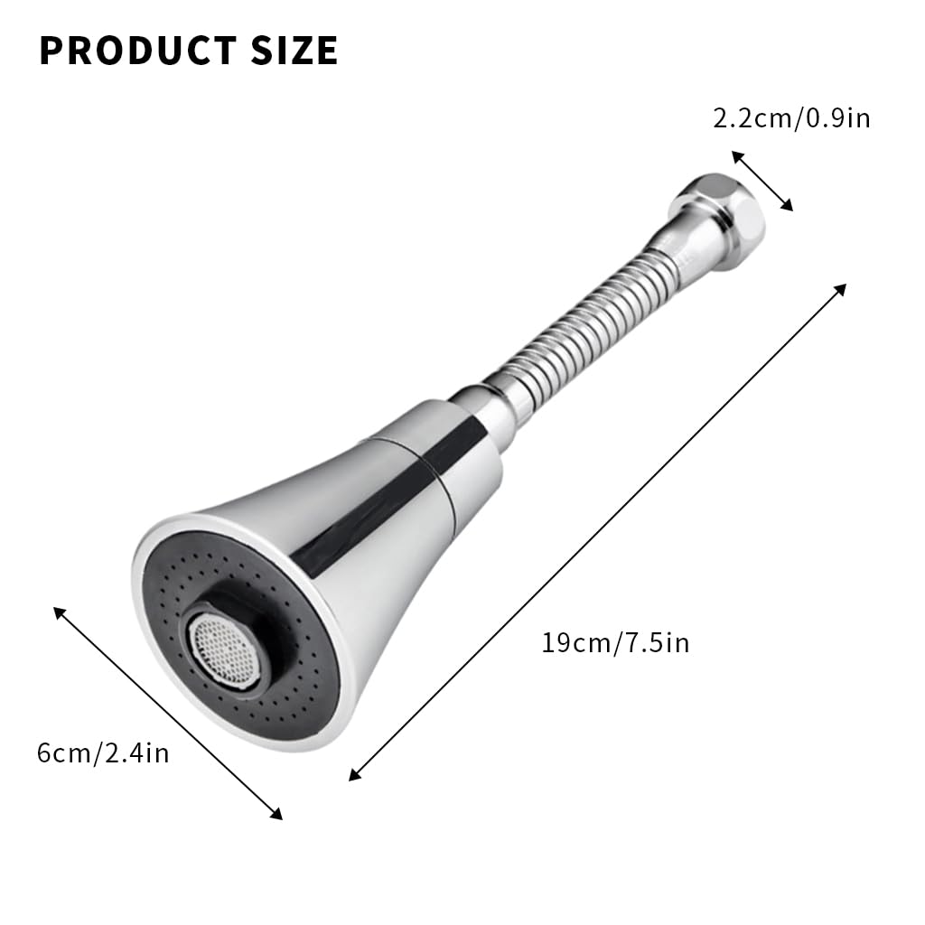 Serplex Tap Extender for Kitchen Sink Kitchen Tap Extension Flexible 360° Rotatable Anti-Splash Water Tap Extension with 3 Water Outlet Modes Faucet for 24mm Internal Teeth, 15mm~22mm External Teeth