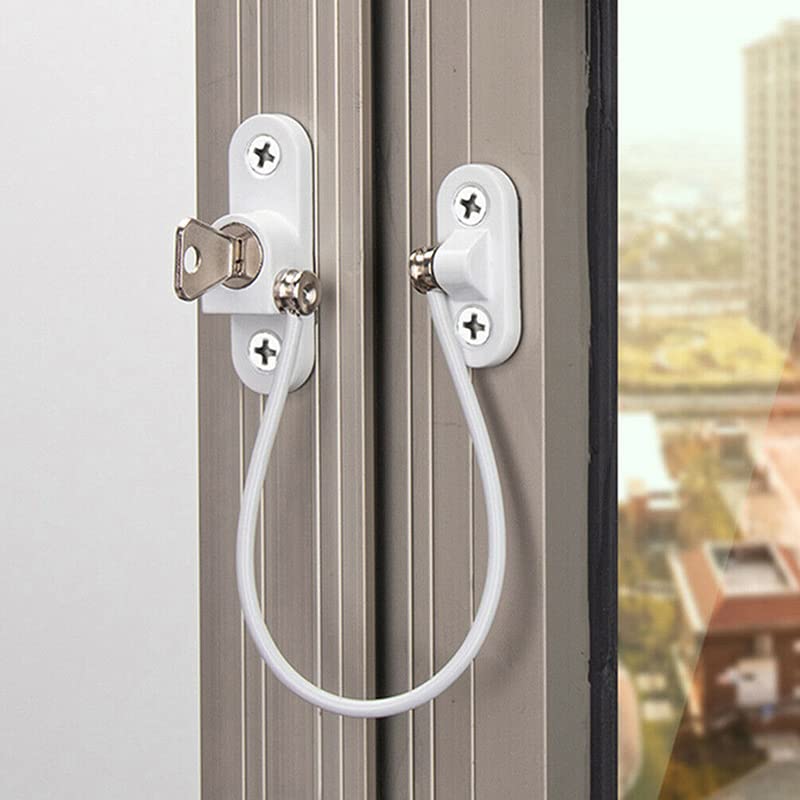 HASTHIP® Child Safety Window Lock Chain Door Latch with Key Limiter Home Security for Window Door Drawer 3PCS