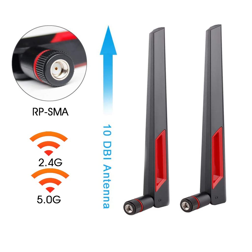 ZORBES 2PCS 2.4GHz 5GHz 5.8GHz Wireless Dual Band WiFi Antenna with RP-SMA Male Connector for PCI-E, WiFi Network, USB Card, Camera, Router, Hotspot