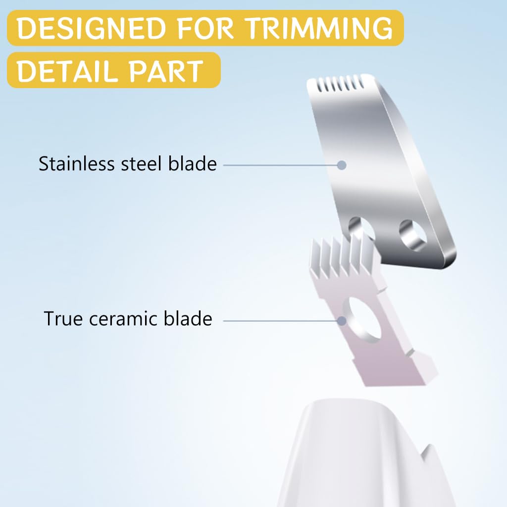 Qpets Dog Hair Trimmer, Electric Dog Paws Hair Trimmer with LED Pet Grooming Trimmer for Hair Around Paws, Buttocks, Wounds for Dog, Cat, Small Medium Pet