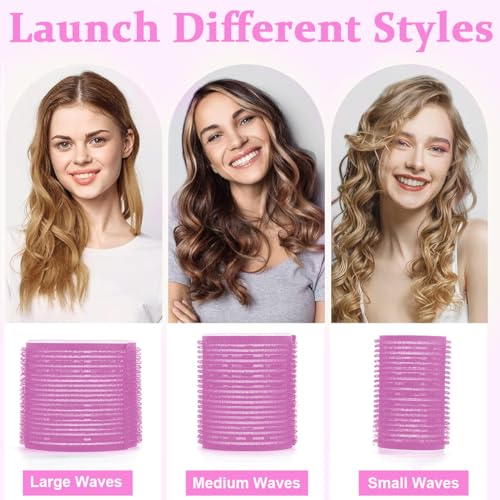 MAYCREATE® Heatless Hair Curler Hair Roller for Women Girls, 12pcs Hair Curler Rollers Kit & 12 Bang Clips - 3 Sizes, Jumbo, Large & Medium 24 PCS