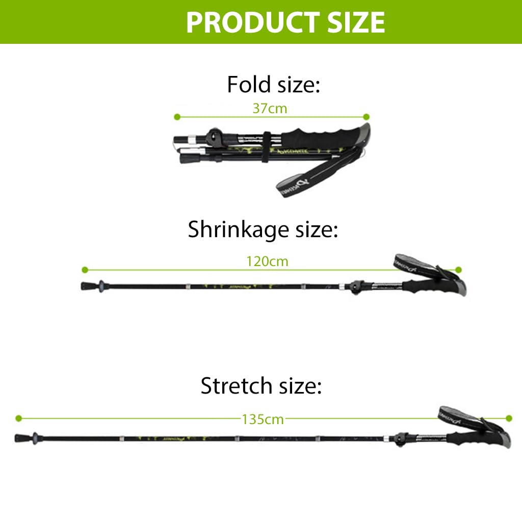 Proberos 125cm Trekking Pole for Men Women, Collapsible Ultralight and Adjustable Trekking Sticks for Hiking Climbing Skiing Travel Essentials with Storage Bag
