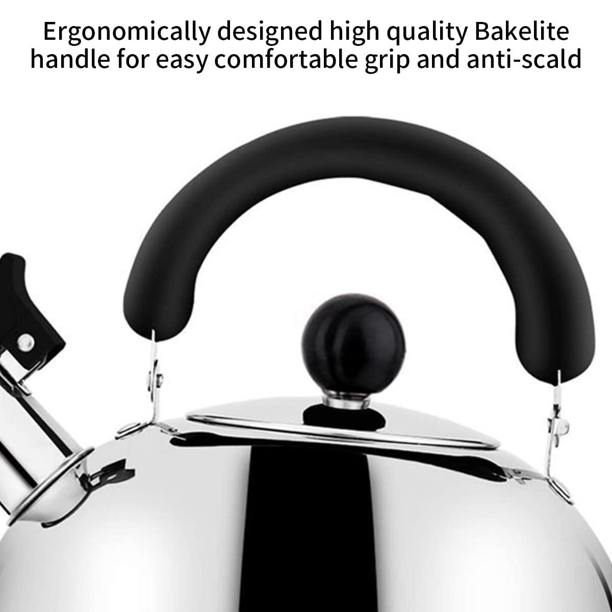 Proberos 2L Whistling Kettle for Indoor Outdoor Camping Hiking Picnic, Food Grade Stainless Steel Tea Kettle, Fast to Boil, Heat-Resistant Ergonomic Handle