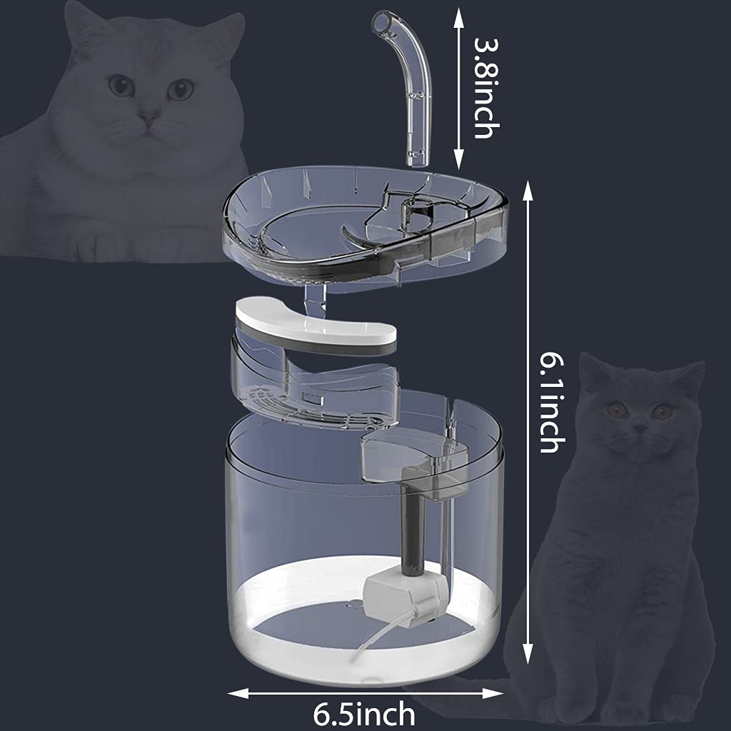 Qpets Automatic Cycle Multiple Filtering Cat Water Fountain Dog Water Dispenser 1.8L Super Quiet Automatic Pet Drinking Fountain with Faucet Kits