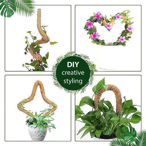 HASTHIP 2pcs 75cm Moss Stick for Plants, Bendable Plant Stakes and Supports for Money Plant, Climbing Indoor Potted Plants, Natural Coconut Fiber Plants Pole