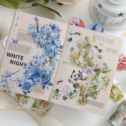 OFIFO® Scrapbook Decals Gift Set -6 Rolls DIY Decorative Stickers Gift Set Fairy & Angel Figure Themed Decals, Peel and Stick, PET Pre-Cut Stylish Stickers for Journals, Planners, and Crafting