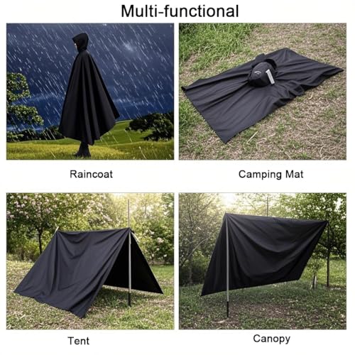 GUSTAVE® Adult Rain Coat 3 in 1 Raincoat with Sun Shade Canopy Hooded Riding Poncho Full Cover Design Windproof Camping Gear with Storage Bag Outdoor Travel Accessory 3PCS