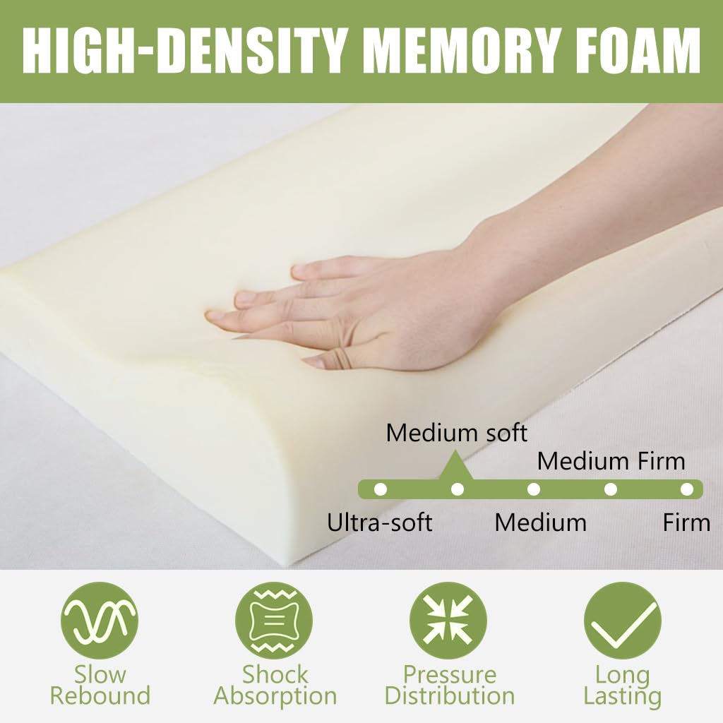 HASTHIP Sleeping Pillow Memory Foam Pillow Supportive Neck Contour Design Bamboo Fiber Memory Foam Pillow Gentle Supportive Sleeping Pillow