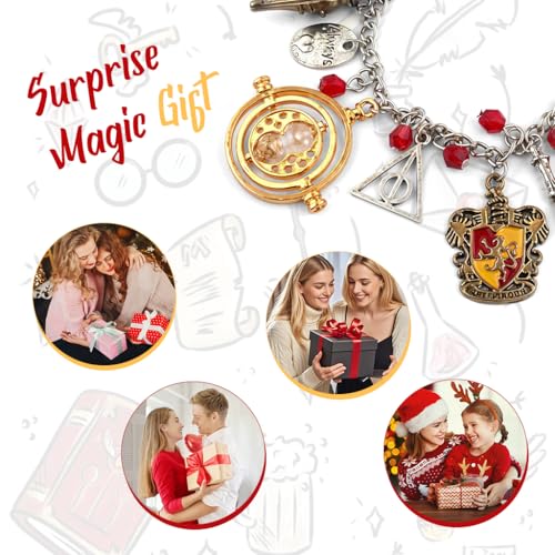SANNIDHI® Harry-Potter Bracelet for Girls Stylish Wizardry Themed Charm Adjustable Stainless Steel Chain Jewellery Birthday Gifts Women Kids 3PCS