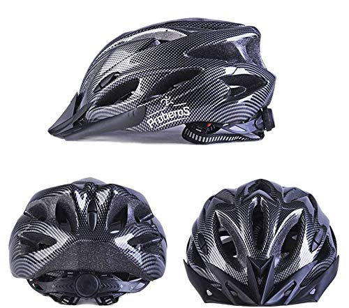 Proberos PC AND EPS Lightweight Cycling Helmet for Men and Women (Black and White, Suitable for 57 - 63cm Head Circumference) Inner Material: Expanded Polystyrene