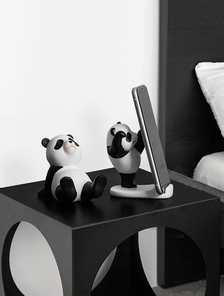 ZIBUYU® Phone Stand Desk Accessories Resin Panda Figurines Home Decor Decorative Tabletop Ornaments Cute Phone Holder