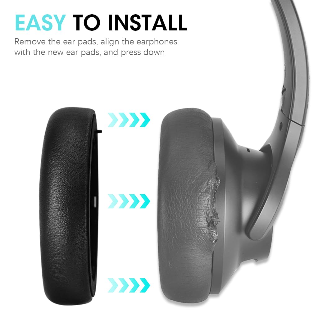 ZORBES 1 Pair Earpads Compatible with Anker Soundcores Life Q10, Left & Right Earpads Replacement Cushion Pads Noise Reduction PU Soft Earpads Replacement Earpads for Soundcores Life Q10