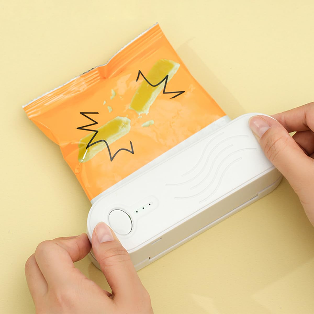 Supvox USB Food Bag Sealer Small Hot Bond Sealer 1200mAh Electric USB Rechargeable Bag Sealer Snack Bag Sealer with 3 Modes Plastic Bag Sealing Machine