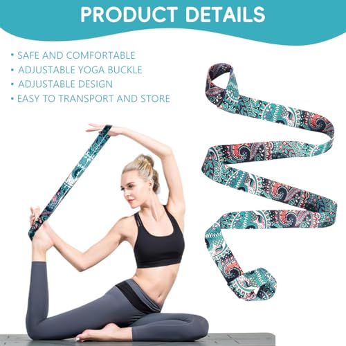 Proberos® 5.5ft Yoga Mat Carrying Strap with Fashionable Green Mandala Print,