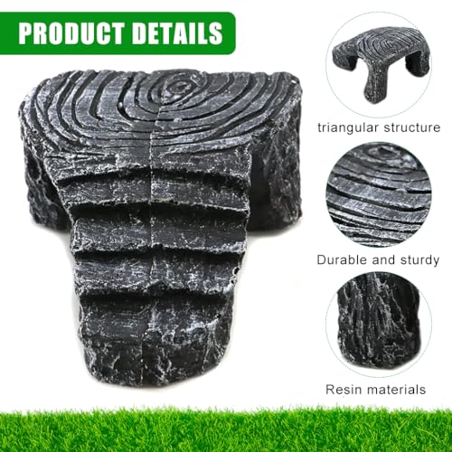 Qpets Turtle Basking Platform, Platform for Aquatic Turtles, Decorative Resin Turtle Basking Platform with Stair Design & Tree Ring Pattern for Aquatic Terrestrial Turtles Hiding Cave (13.5x11x5.5CM)