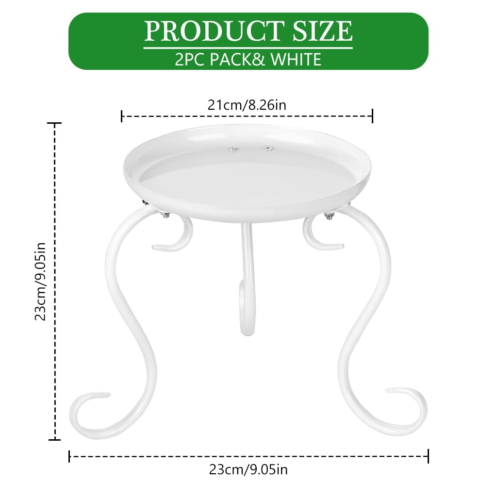 HASTHIP 2Pcs Floor Plant Holder 9 Inches Height Metal Plant Stand Easy Assembly Plant Pot Display Stand Metal Fine Coating Plant Stand for Balcony, Home, Office