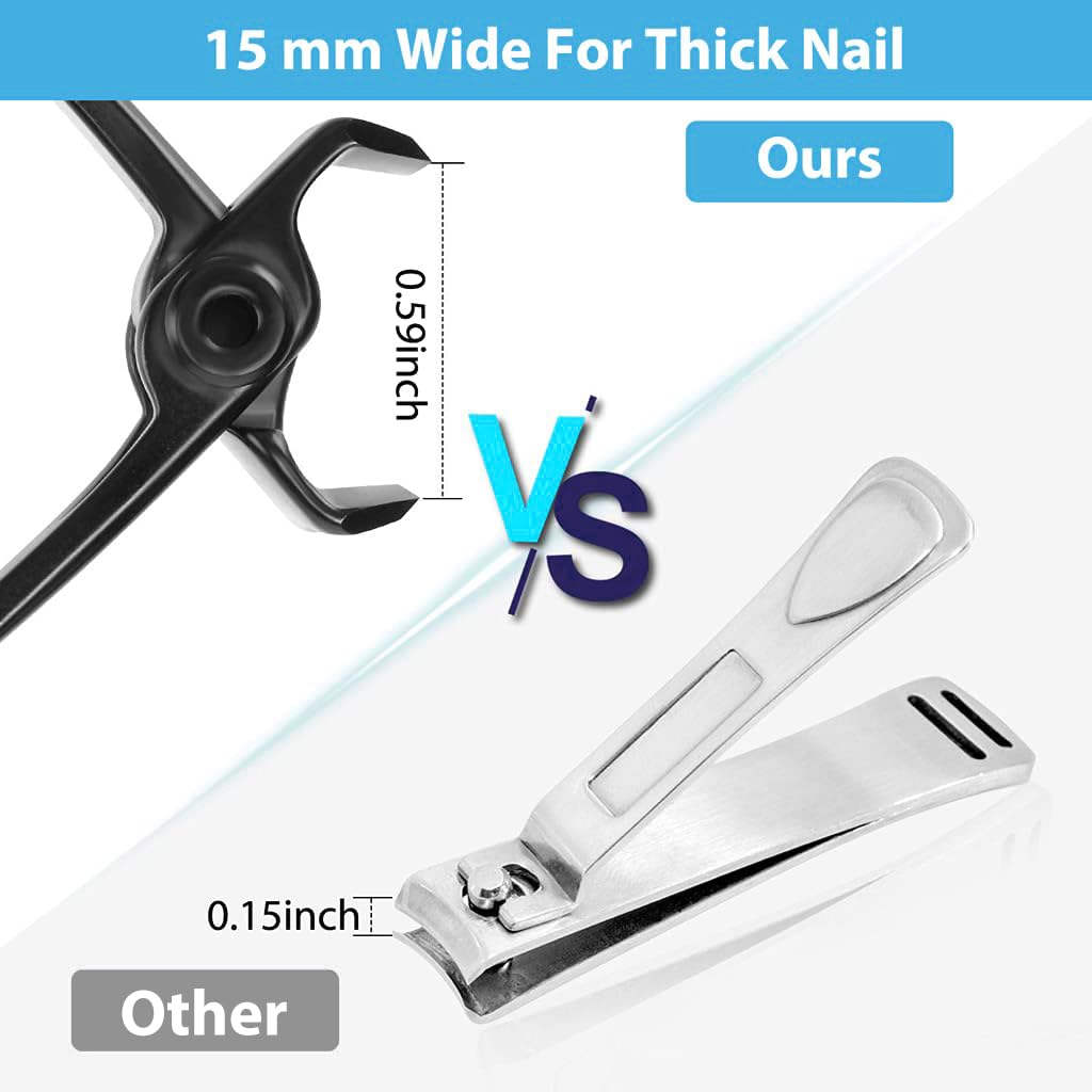 MAYCREATE Thick Nail Clipper with Nail File, Toenail Clipper Stainless Steel Nail Cutter for Tough Nails Thick Nails, Anti-splash Nail Clipper for Adults, Seniors, Manicure Nail Clipper