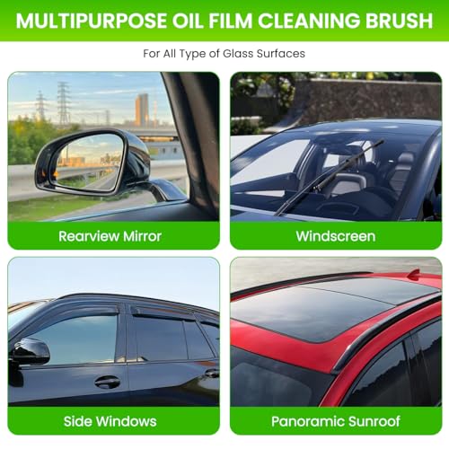 STHIRA® Car Oil Film Cleaning Brush with Integrated Cleaner Glass Remover Sponge Windshield Scrubber Improves Wiper Performance 3PCS