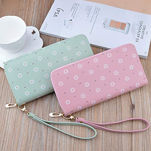PALAY Ladies Purse Women's Wallet with Multiple Card Slots PU Leather Long Wallet Card Holders Wallet Zipper Pocket Coin Purse Phone Wallet (Pink1)