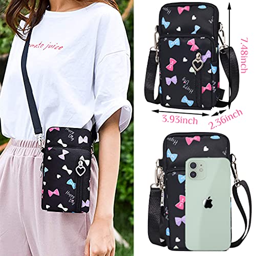 PALAY Small Cross Body Bags Multifunctional 3 Layers with Bow Pattern Sling Bag for Women Girls Accommodate Phones Less Than 7.2 inches Cell Phone Purses Travel Sport Pouch Shoulder Bag