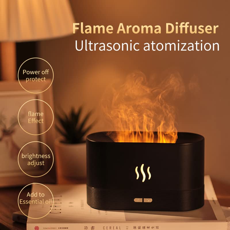 HASTHIP Flame Humidifier for Room Moisture 7 Colors Light Essential Oil Permitted 180ML 24dB Air Humidifier for Bedroom with Ultrasonic Cool Mist Car Desktop Office Humidifier