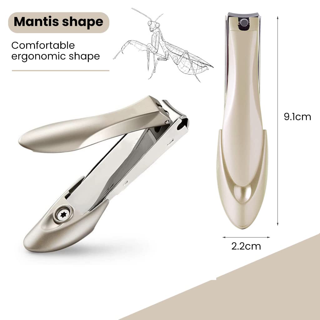 MAYCREATE Nail Cutter For Men Stainless Steel Professional Fingernail with Catcher and Toenail Nail Clipper Toe Nail Cutter Trimmer for Thick Nails Ingrown Cuticle