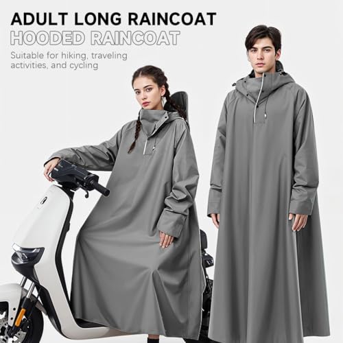 PALAY® Long Rain Coat Waterproof for Adults Reusable Hooded Poncho with Wide Brim Lightweight Unisex for Hiking Travel Motorcycle Riding Length 126cm 2 PCS