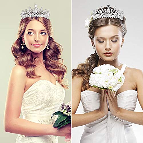PALAY Unisex Crystal Tiara Crown with Rhinestones Comb