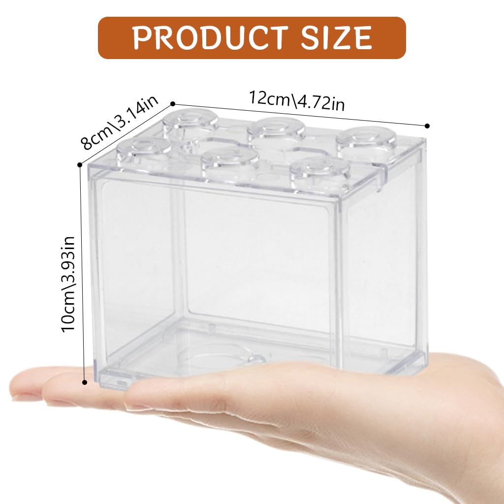 Qpets Small Betta Fish Tank, Desktop Mini Tank for Betta Fish, Stackable Mini Aquarium Tank Cube Fish Tank for Turtle Goldfish Moss Balls (12*8*10.5CM)