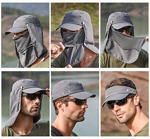 GUSTAVE Mens Sun Hat Wide Brim Summer Sun Cap UV Protection Fishsing Hat Foldable Bucket Hat Outdoor (Deep Grey)