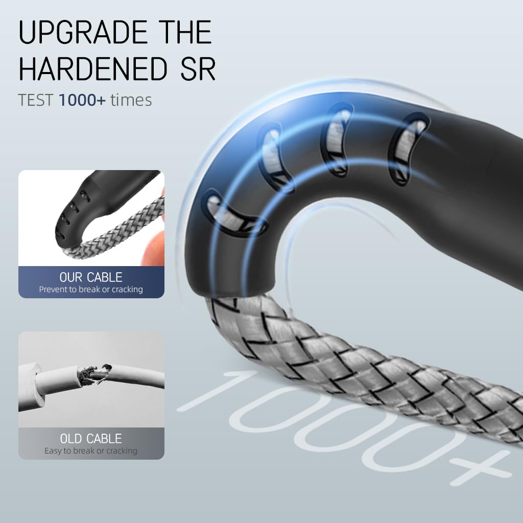 Verilux Light-ning Charging Cable 62W 3.1A Fast Charging Cable 10ft Long Light-ning Charging Cable Data Cable Support 480Mbps Data Transmission Compatible with Phone, Tablet, PS5